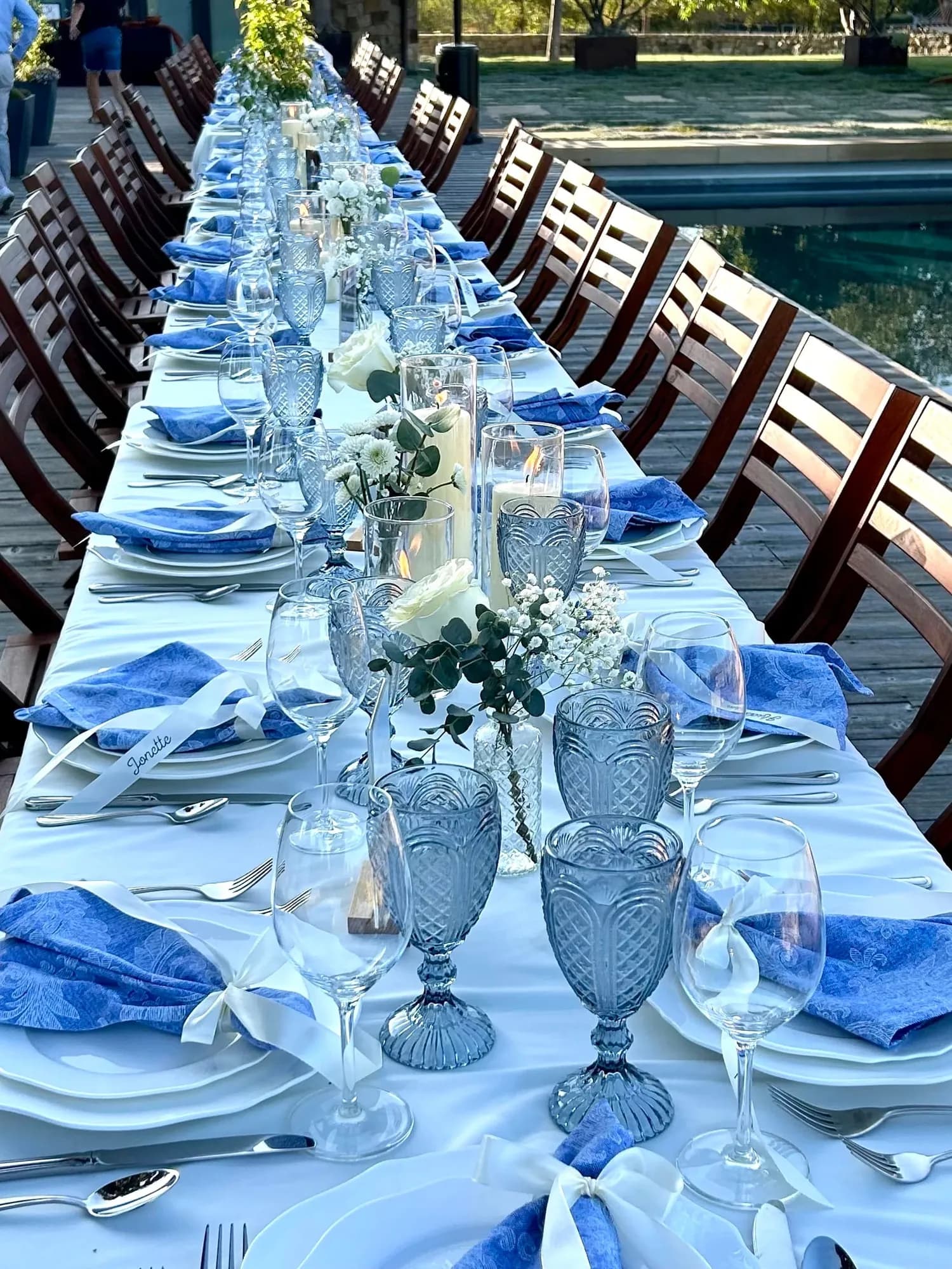 Poolside dinner at the Vineyard House