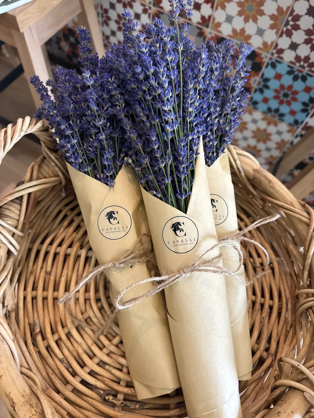 Fresh wrapped lavender posies
